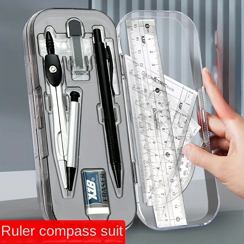 Compass Geometry Set - 8-in-1 mathematisches Geometrie-Set mit Kompass-Lineal und
