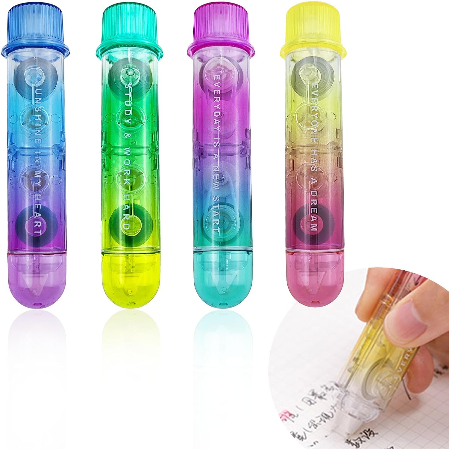 Correction Tape Roller - 4er-Pack 2-in-1-Korrekturband in Weiß und doppelseitiger