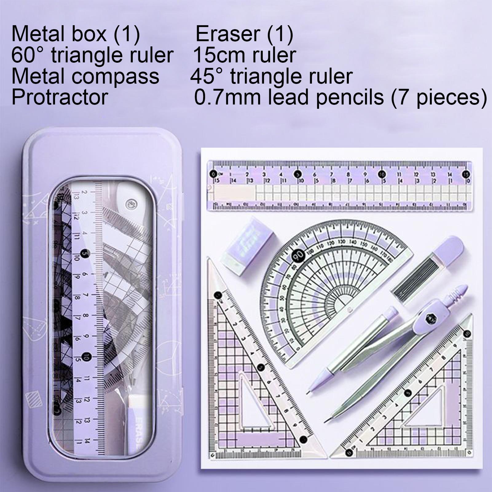 Compass Geometry Set - Geometrie-Set für Studenten, Geometrie-Lineal, Kompass-Set für