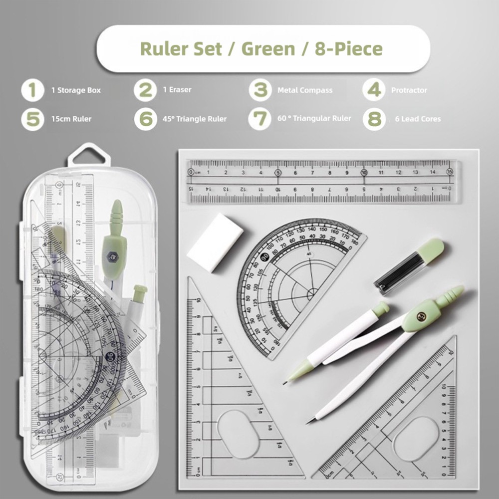 Compass Geometry Set - 8 Teile/satz Kunststoff Lineal Kompasse Set