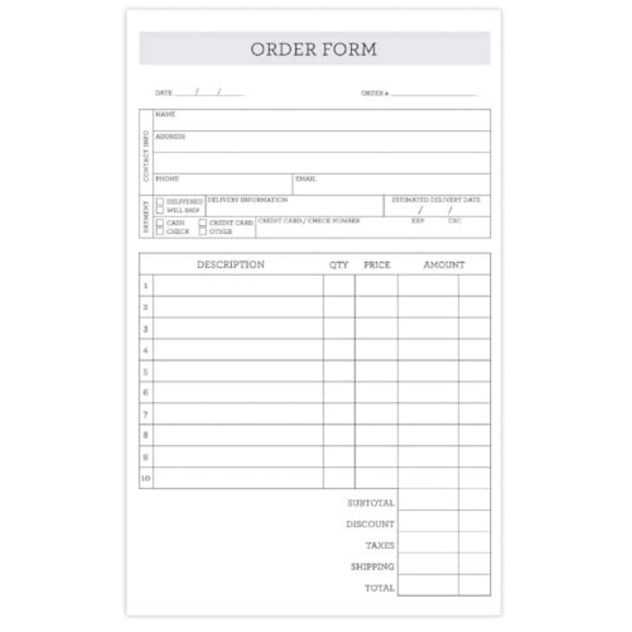 Carbon Copy Book - Simply Classic 2-teiliges, selbstdurchschreibendes Bestellblatt-Set /