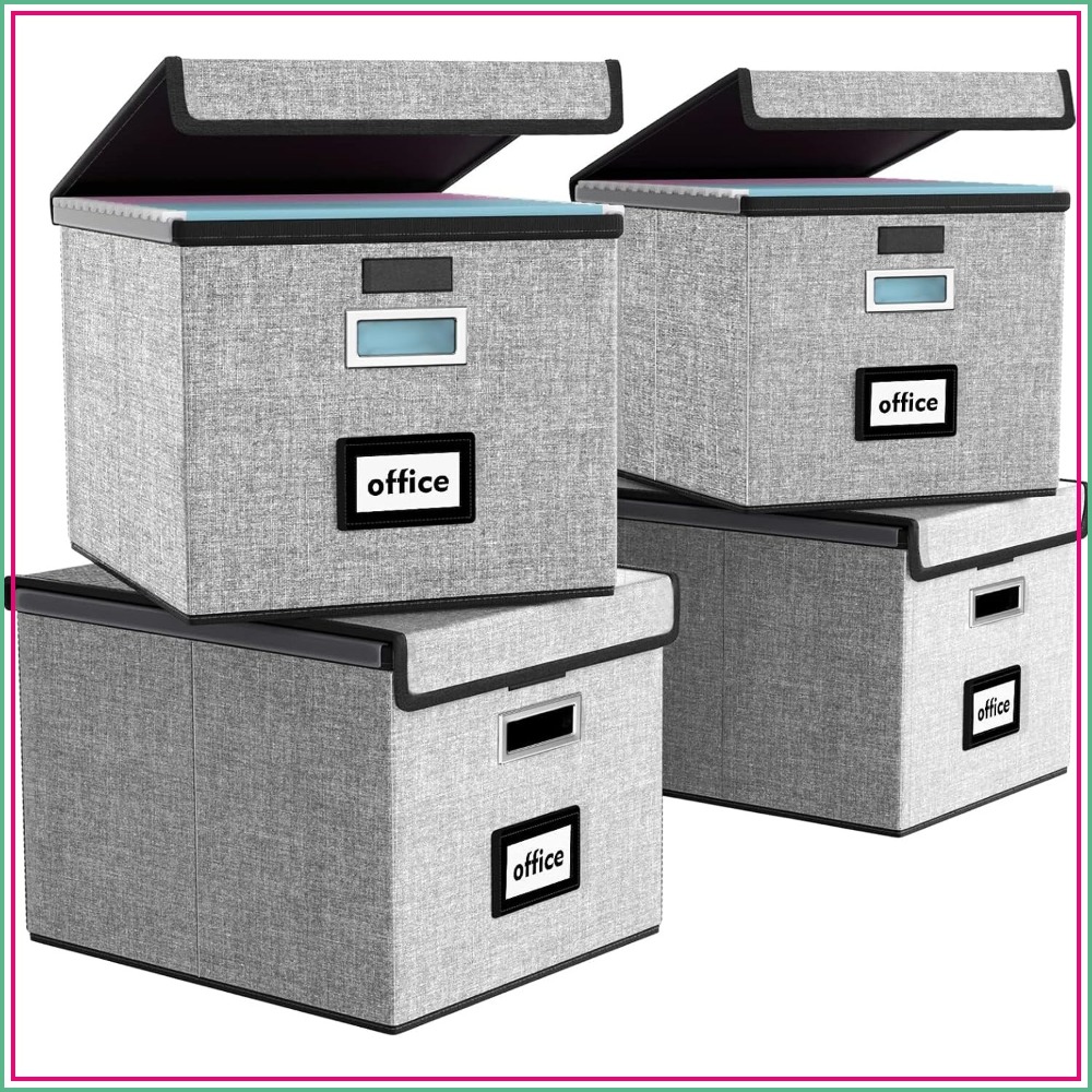 File Folder Hanging - Zusammenklappbare Aktenbox mit Deckel, 4er-Pack, Grau,