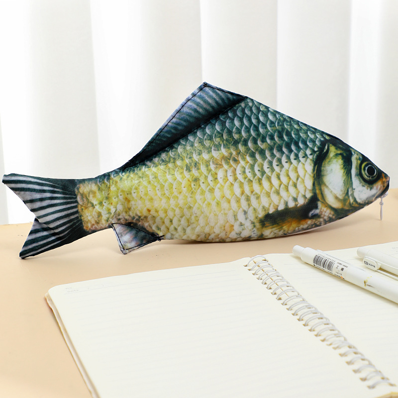 Ideal Stationery & Office Supply - Realistische Salzfisch-Karpfen-Federtasche, niedliche, kreative Aufbewahrungstasche für